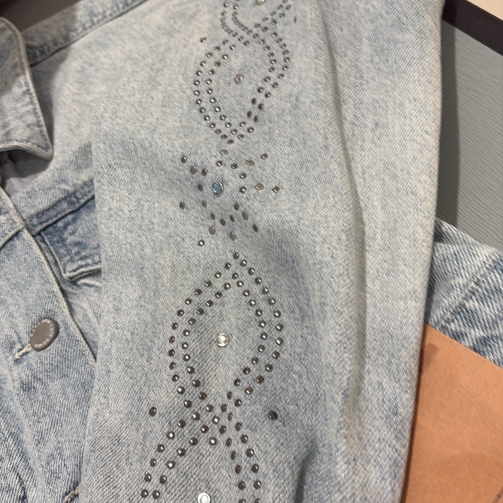 NWT PacSun Selena Gomez Rare DNM Edit Studded Cropped Denim Trucker Jacket XS - Picture 8 of 14